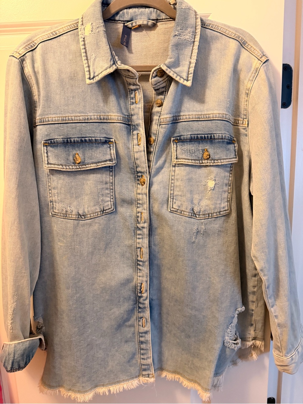 Pilcro Light Blue Denim Shacket Jacket
